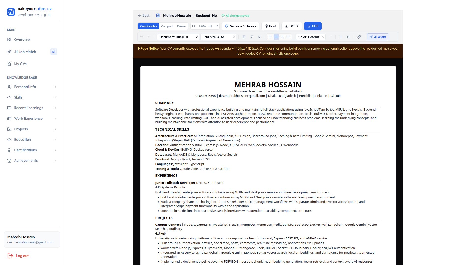Make Your Dev CV Preview